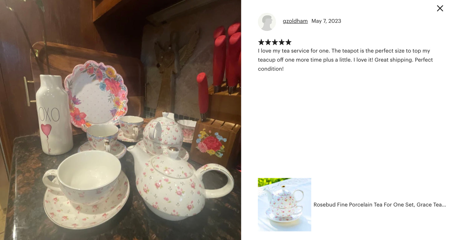 Rose Bud Fine Porcelain Tea For One Set