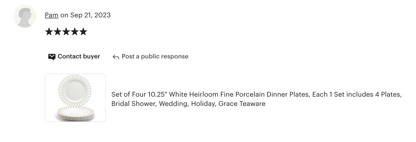 White Heirloom Fine Porcelain Dessert/Dinner Plate