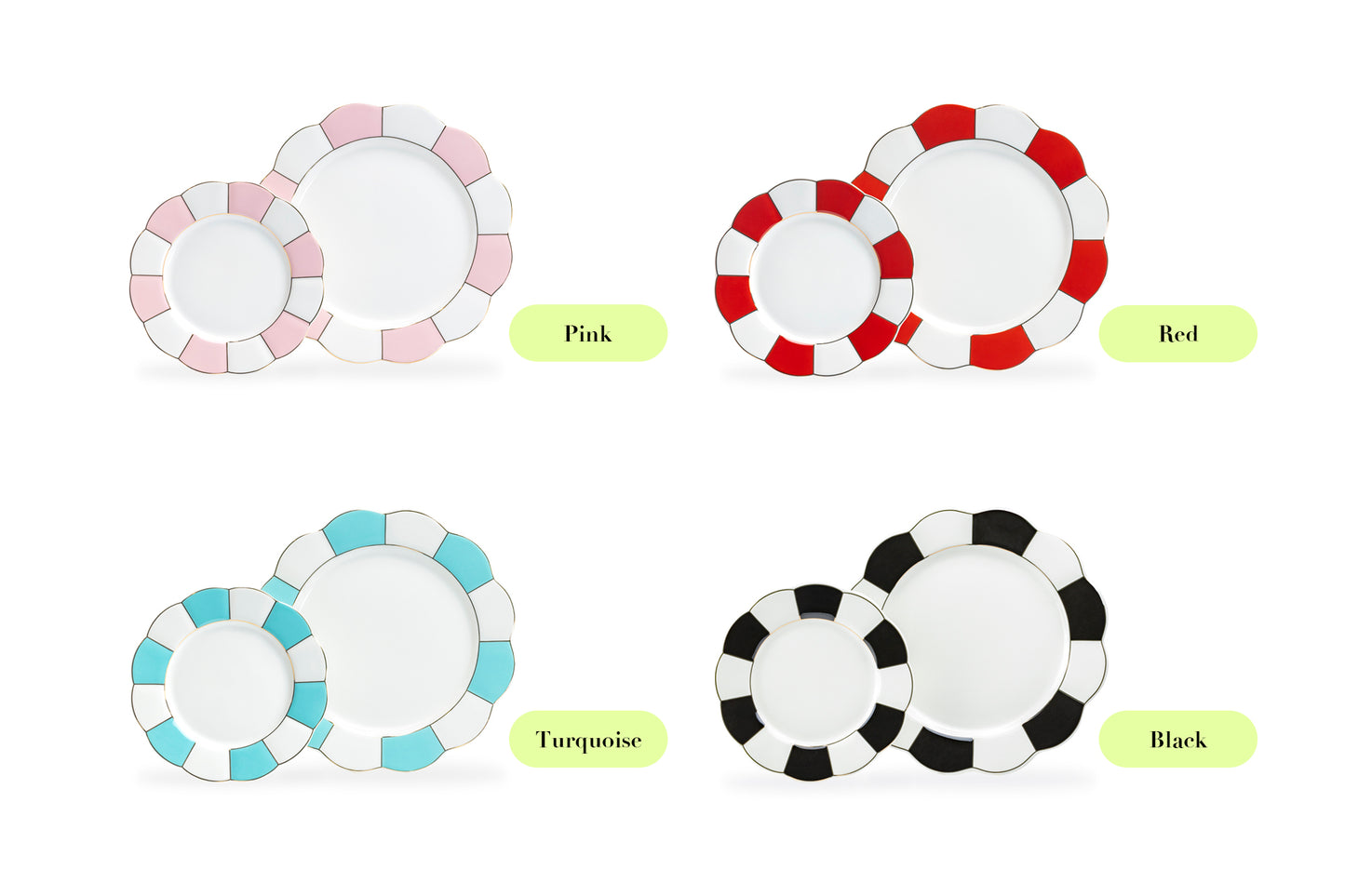 Turquoise and White Scallop Fine Porcelain Dessert/Dinner Plate