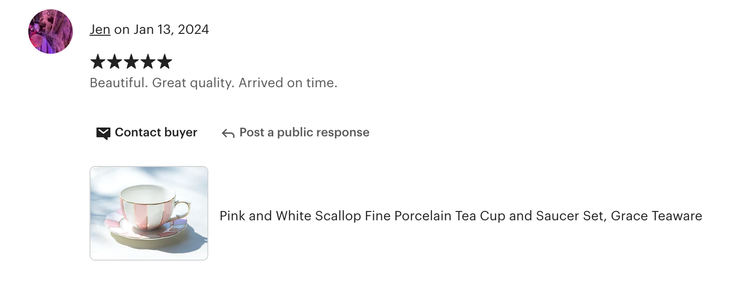 Pink and White Scallop Fine Porcelain Tea Cup and Saucer
