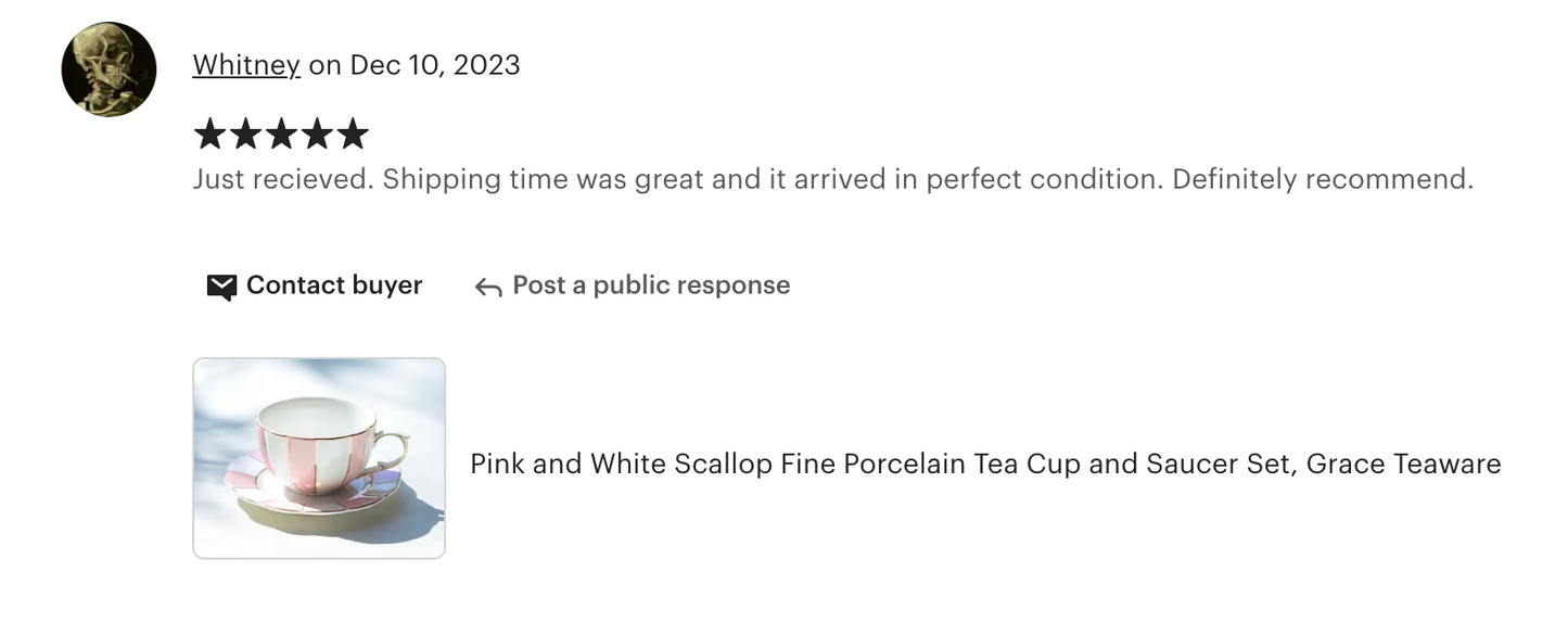 Pink and White Scallop Fine Porcelain Tea Cup and Saucer