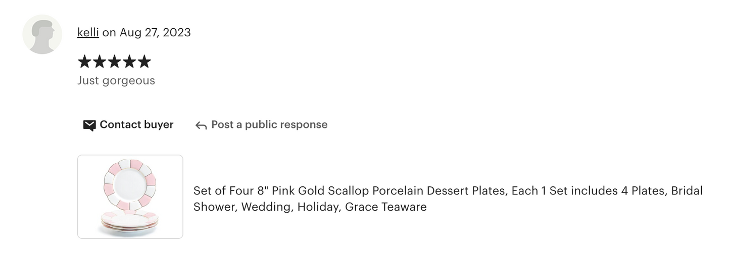 Pink and White Scallop Fine Porcelain Dessert/Dinner Plate