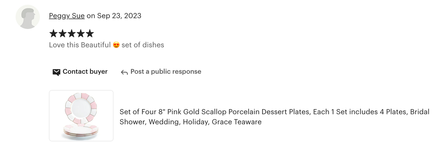 Pink and White Scallop Fine Porcelain Dessert/Dinner Plate