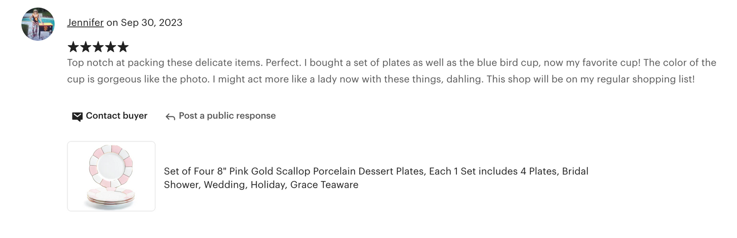 Pink and White Scallop Fine Porcelain Dessert/Dinner Plate