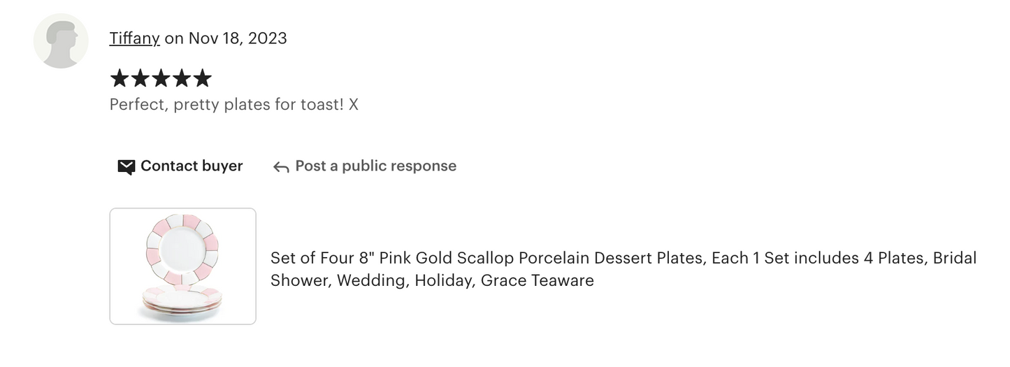 Pink and White Scallop Fine Porcelain Dessert/Dinner Plate