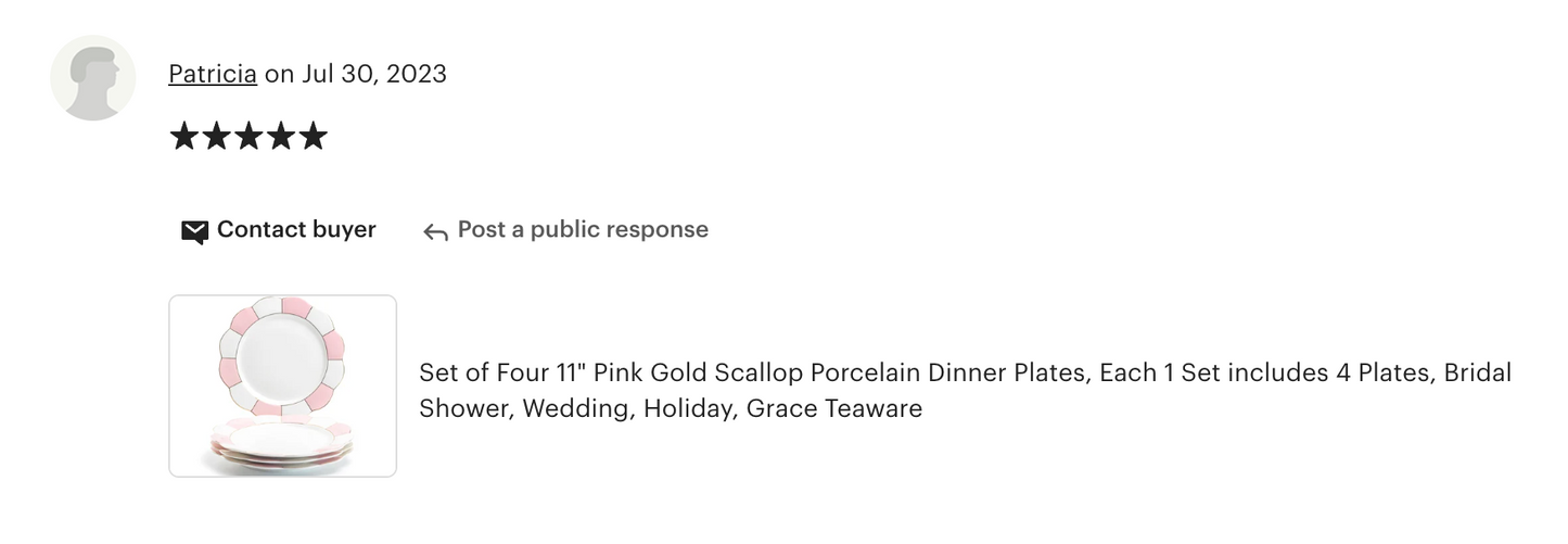 Pink and White Scallop Fine Porcelain Dessert/Dinner Plate