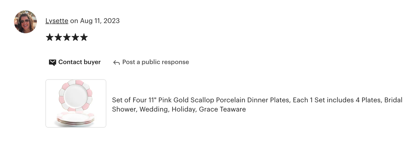 Pink and White Scallop Fine Porcelain Dessert/Dinner Plate