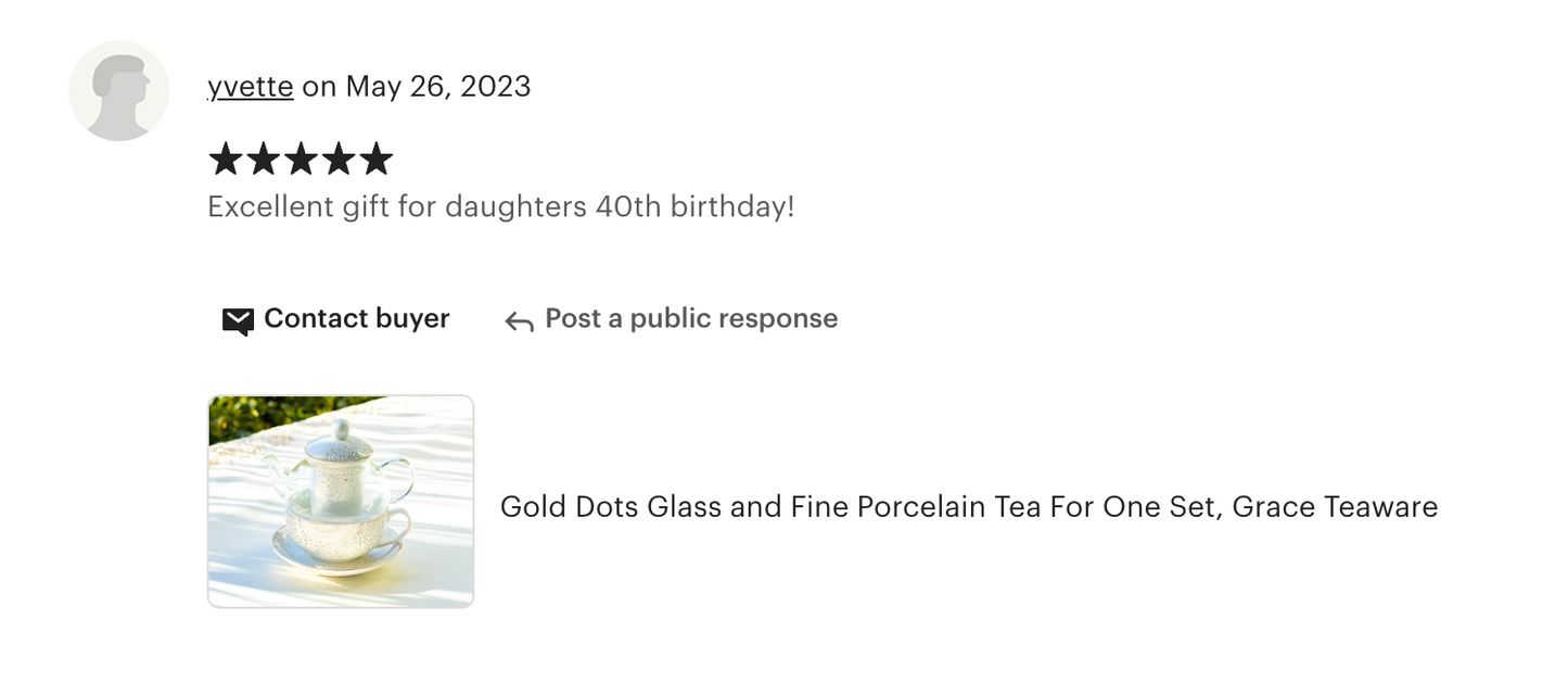 Gold Dots Glass and Fine Porcelain Tea For One Set