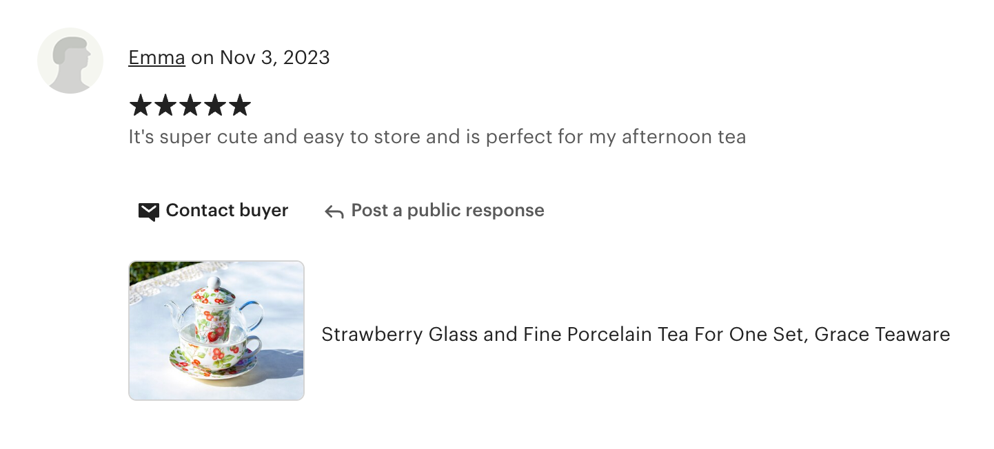 Strawberry Glass and Fine Porcelain Tea For One Set