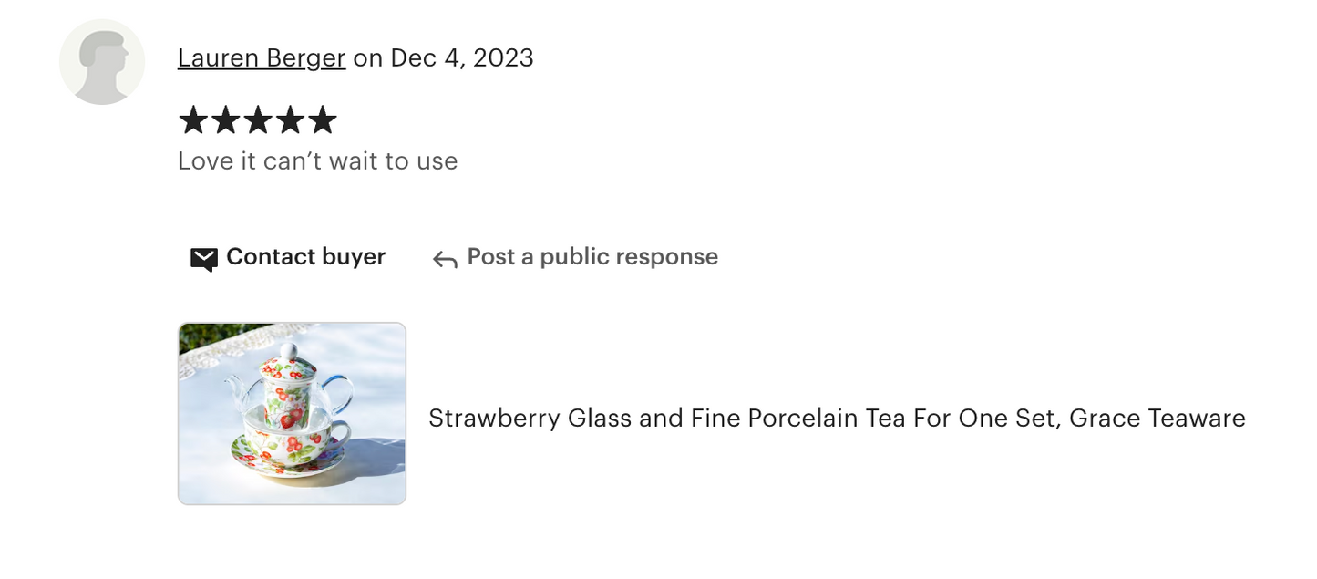 Strawberry Glass and Fine Porcelain Tea For One Set