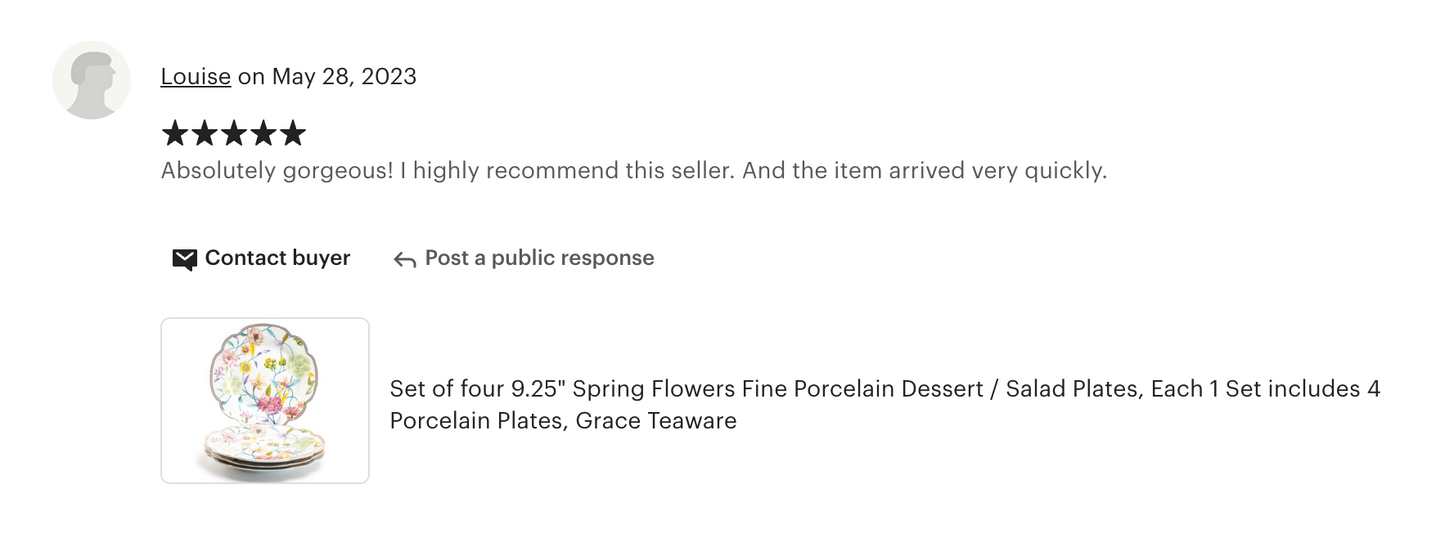 Spring Flowers Fine Porcelain Dessert/Dinner Plate