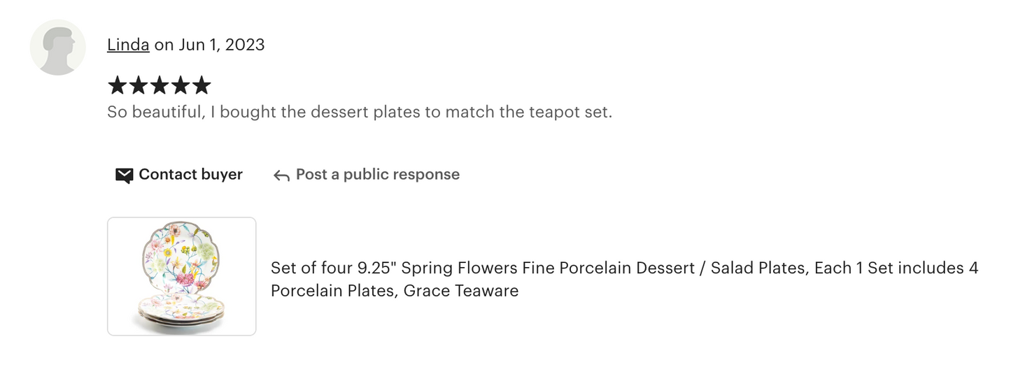 Spring Flowers Fine Porcelain Dessert/Dinner Plate