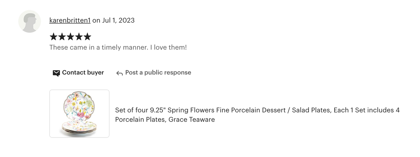 Spring Flowers Fine Porcelain Dessert/Dinner Plate