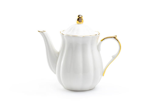 Grace Teaware White Gold Scallop Fine Porcelain Teapot