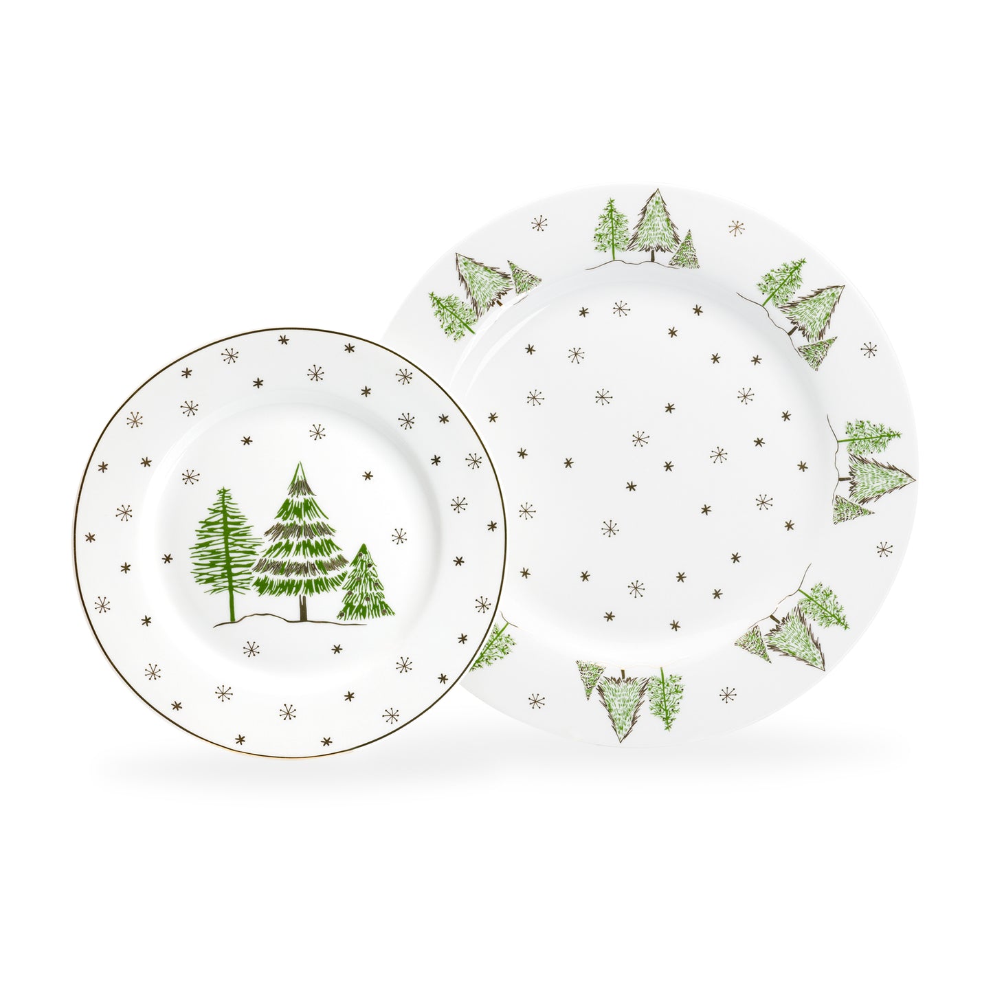 Christmas Pine Trees Fine Porcelain Tea Cup and Saucer