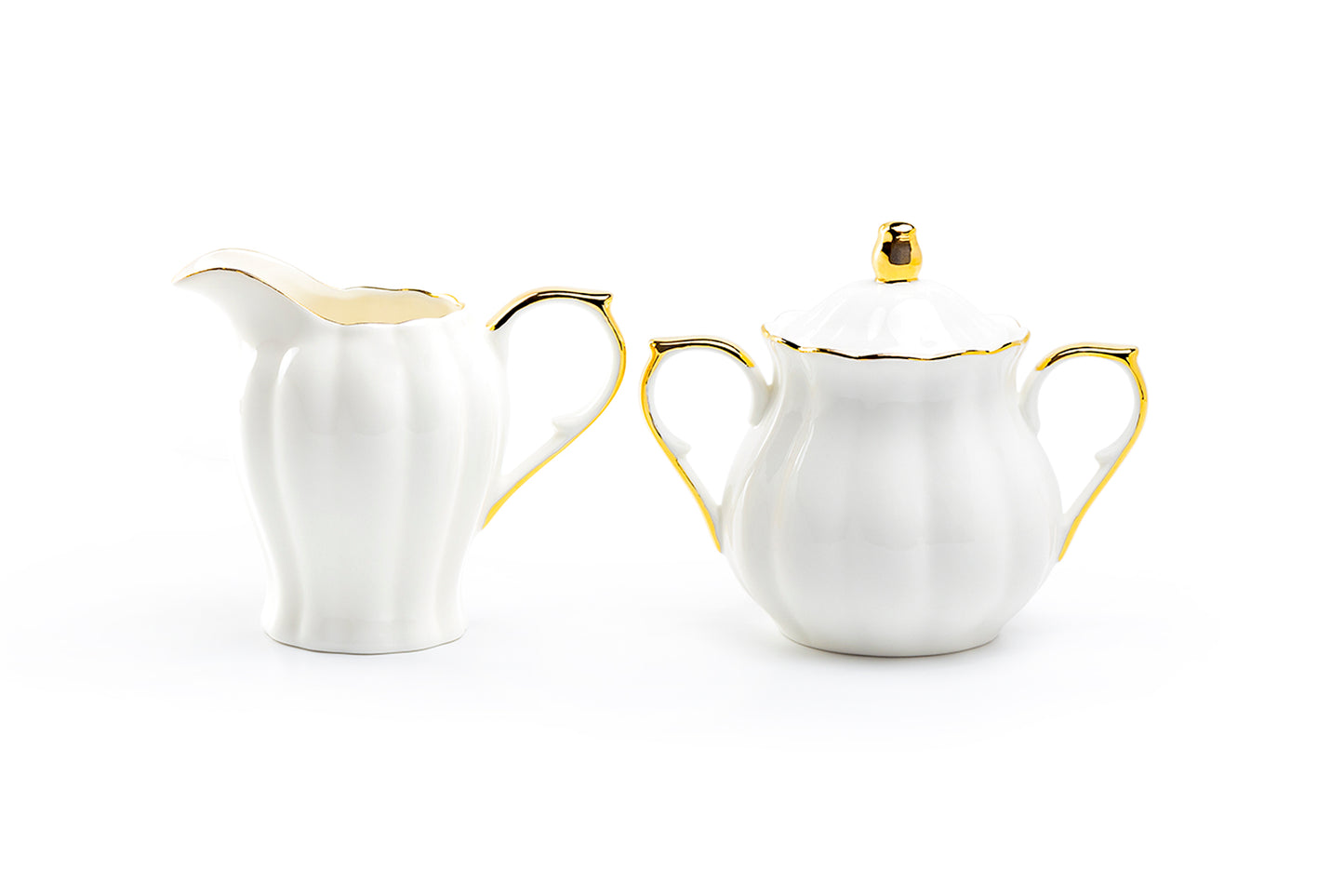 Grace Teaware White Gold Scallop Fine Porcelain Sugar & Creamer Set