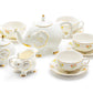 Grace Teaware White Gold Elephant Spring Flowers Fine Porcelain Tea Set
