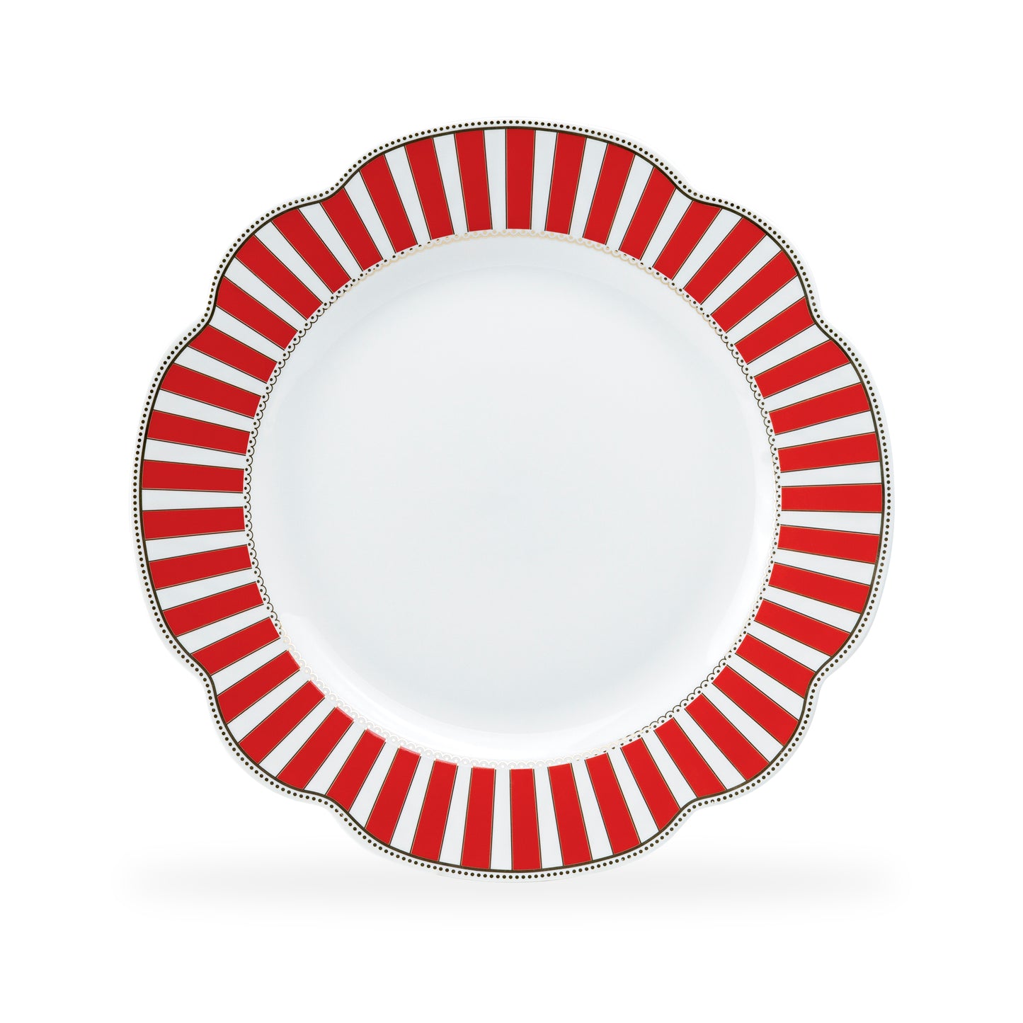 Red Josephine Stripes and Dots Fine Porcelain Dessert/Dinner Plate