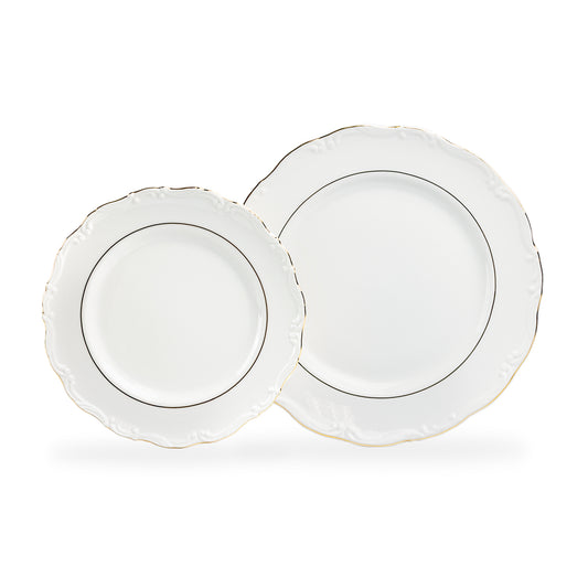 Rococo White Gold Fine Porcelain Dessert/Dinner Plate