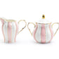 Grace Teaware Pink and White Scallop Fine Porcelain Sugar & Creamer Set