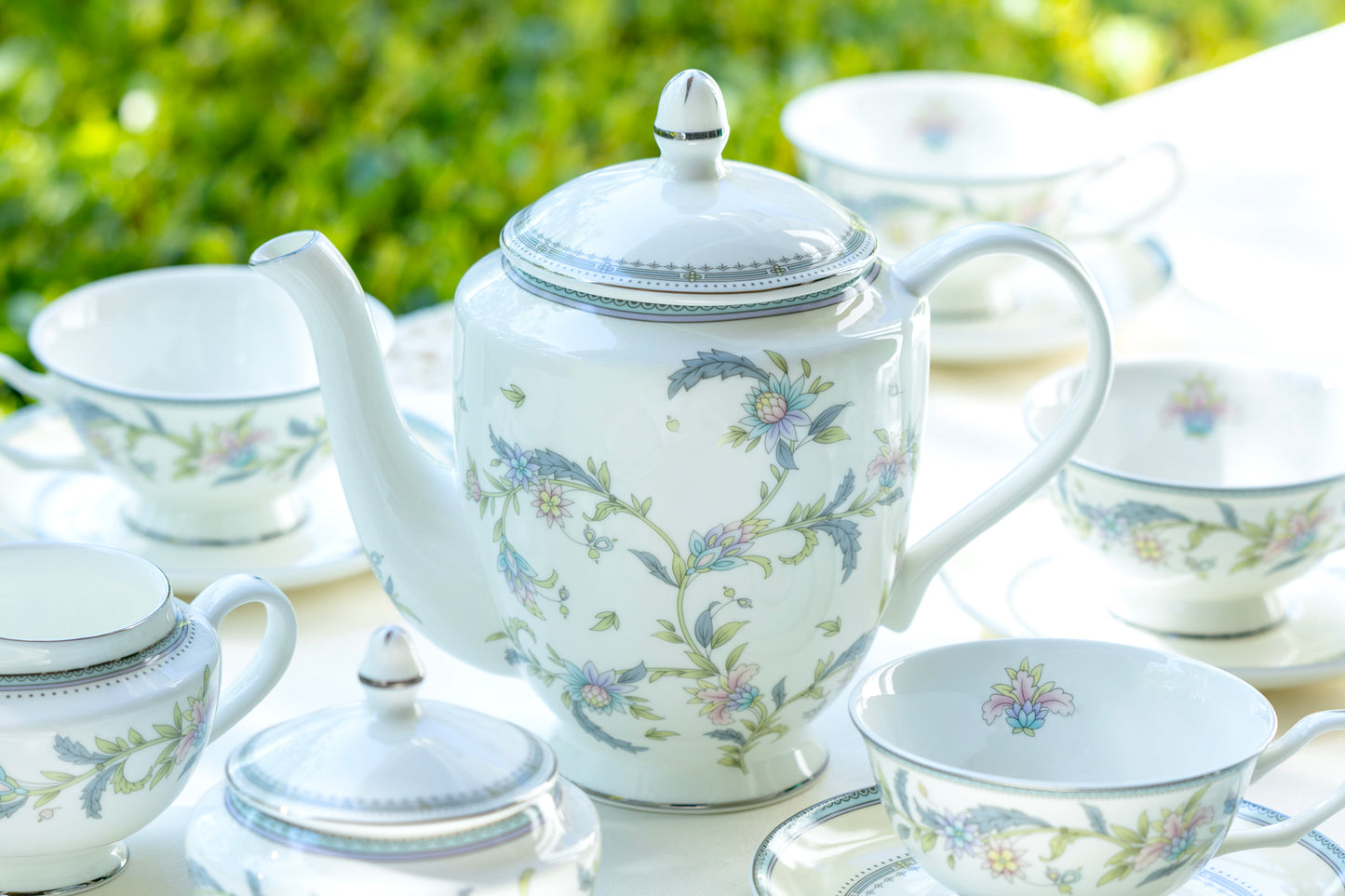 Gracie Bone China Lotus Garden Bone China Tea Set