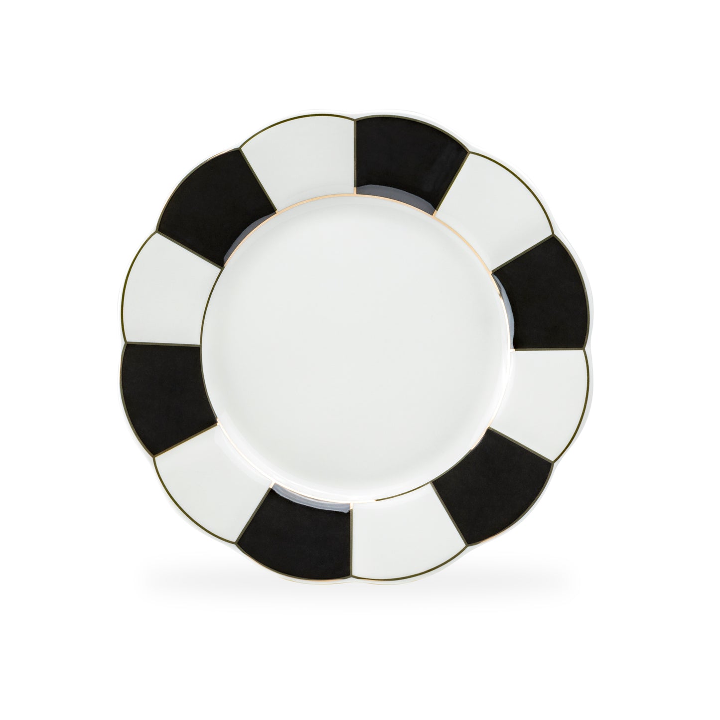 Black and White Scallop Fine Porcelain Dessert/Dinner Plate