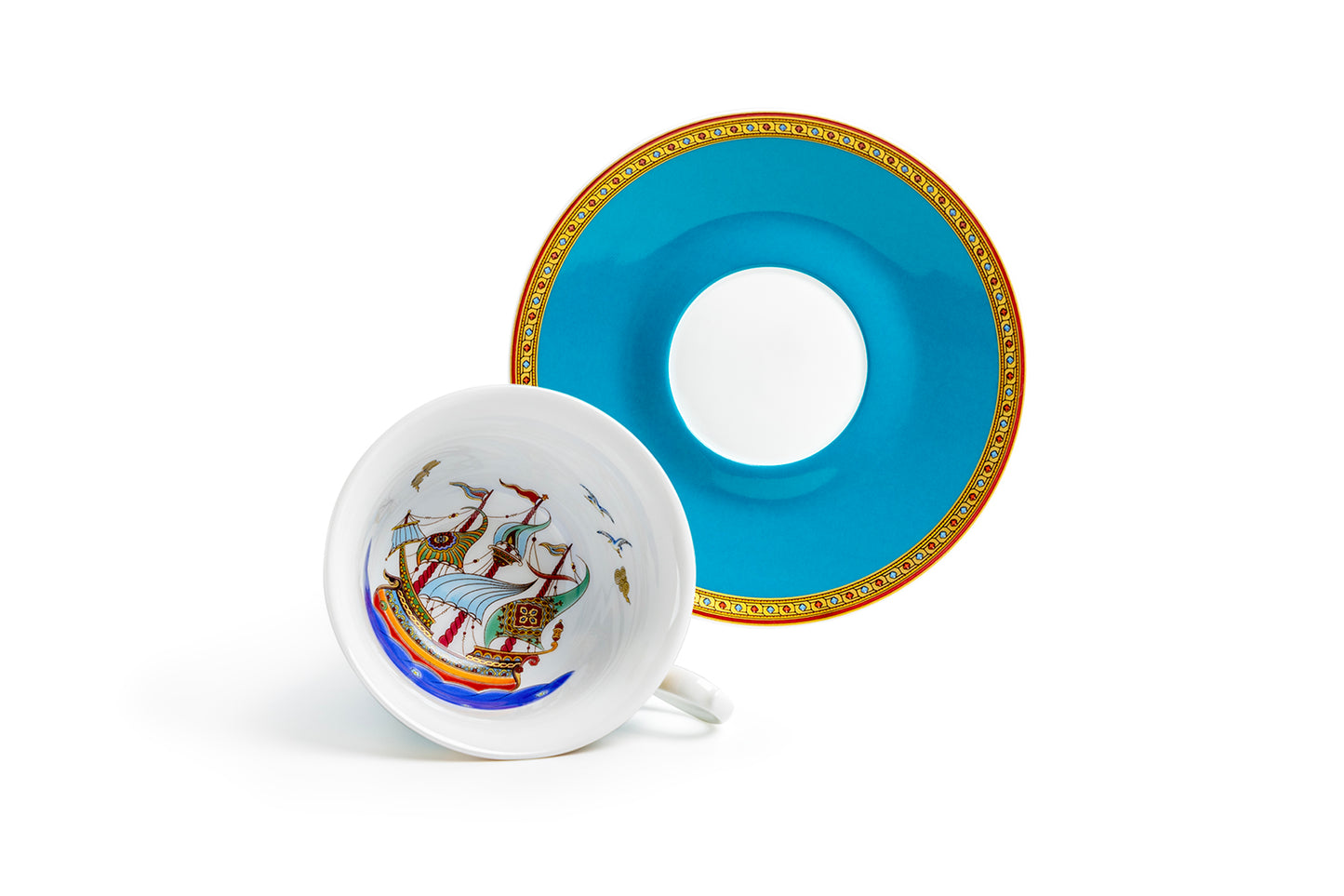 Gracie Bone China Royal Turquoise Voyage Bone China Tea Cup and Saucer