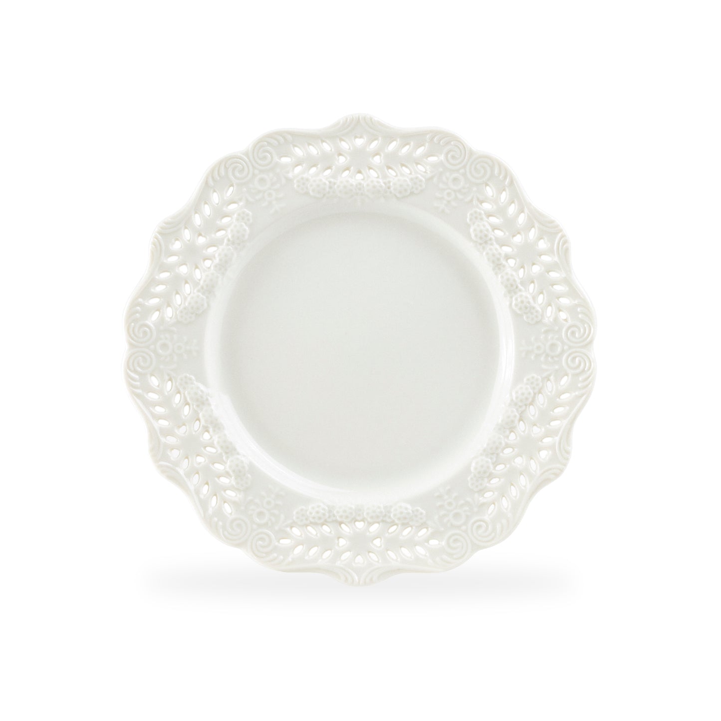 White Victorian Fine Porcelain Dessert/Dinner Plate