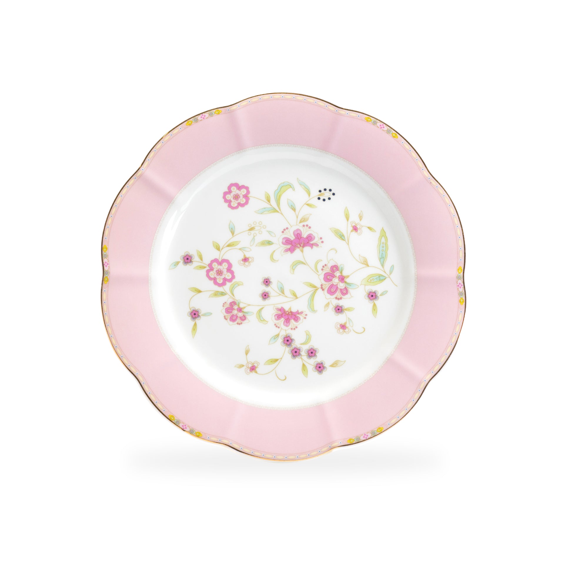 Grace Teaware Pink Corn Flowers with Pink Rim Fine Porcelain Dessert Salad Plate
