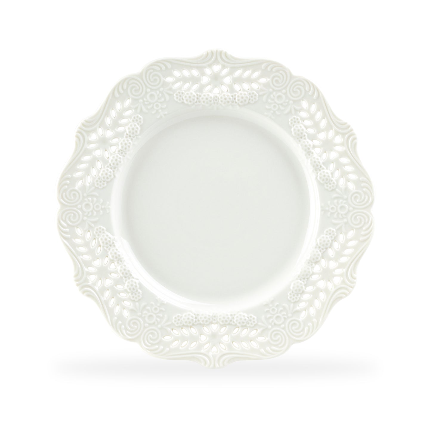 White Victorian Fine Porcelain Dessert/Dinner Plate
