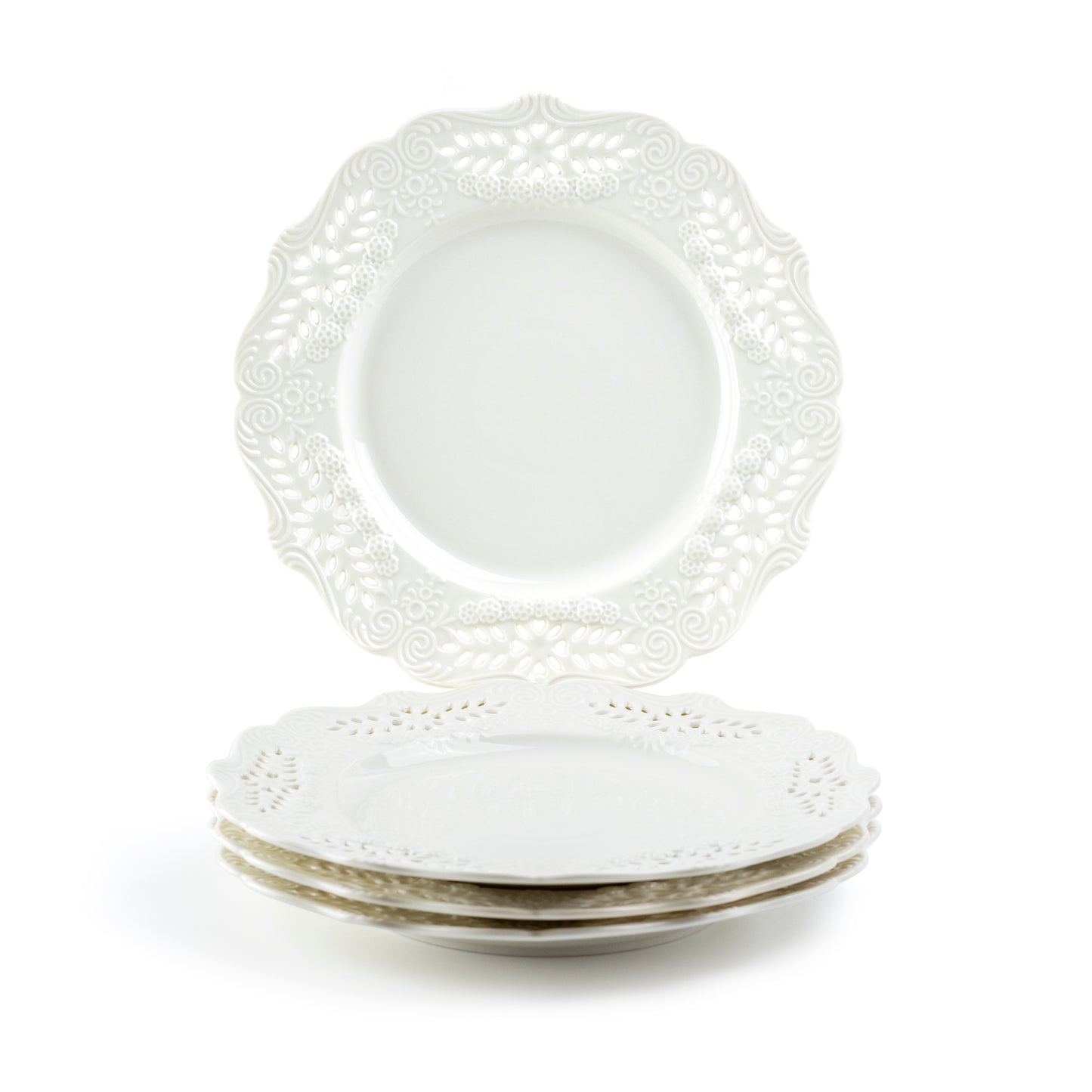 White Victorian Fine Porcelain Dessert/Dinner Plate