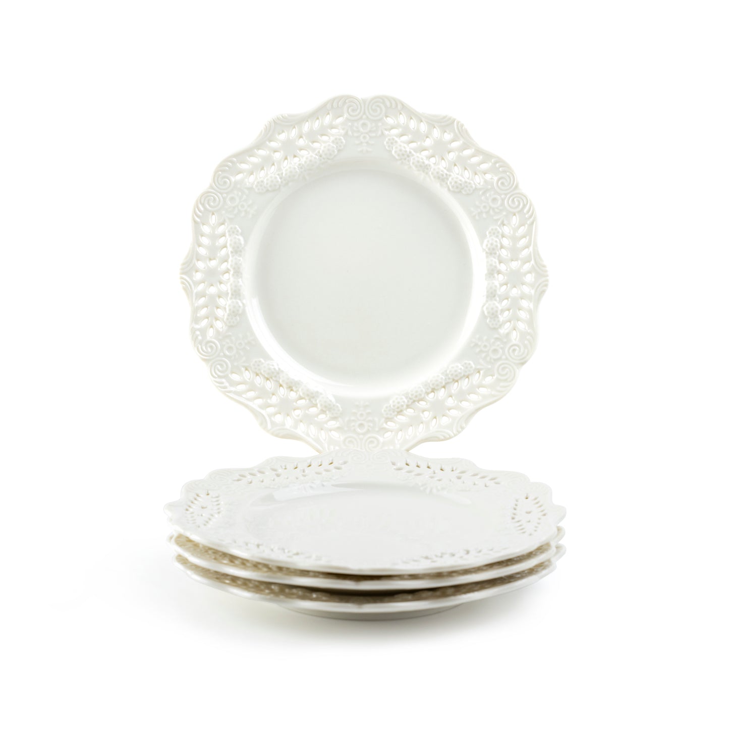 White Victorian Fine Porcelain Dessert/Dinner Plate