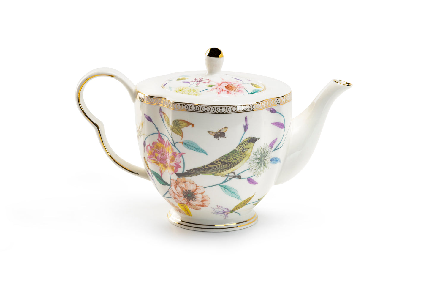 Spring Flowers with Hummingbird Fine Porcelain Teapot - CLEARANCE