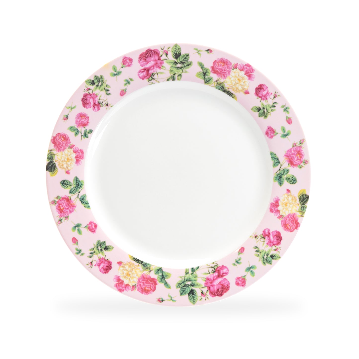 Pink Cottage Rose Chintz Fine Porcelain Dessert / Dinner Plate