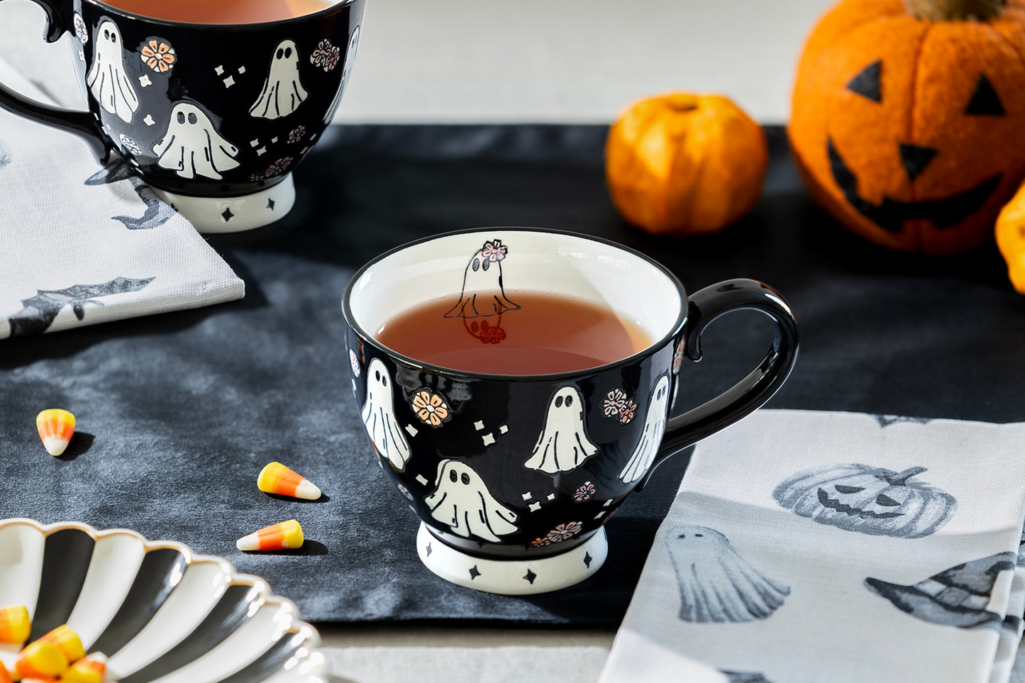 Spooky Ghosts Black Latte Mug