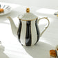 Grace Teaware Black and White Scallop Porcelain Teapot