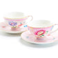 Grace Teaware Pink Flower Garden Fine Porcelain Cup and Saucer Sets