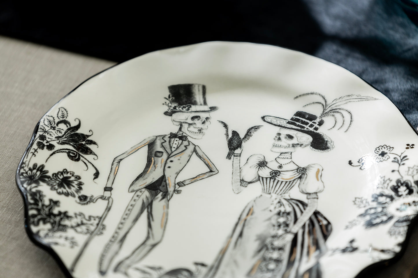 Halloween Victorian Skeletons Dessert/Dinner Plate