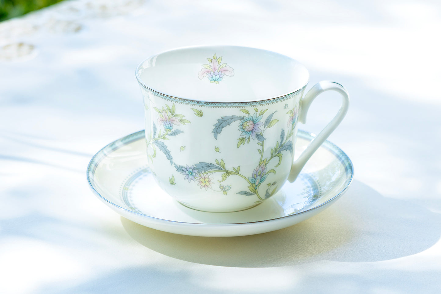 Gracie Bone China Lotus Garden Bone China Breakfast Jumbo Cup and Saucer