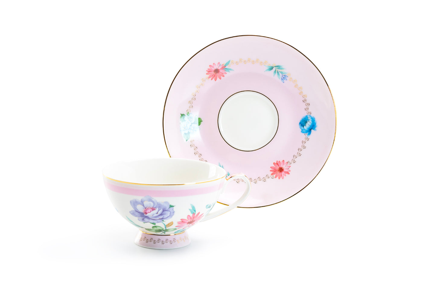 Pink Flower Garden Fine Porcelain Cup and Saucer Sets