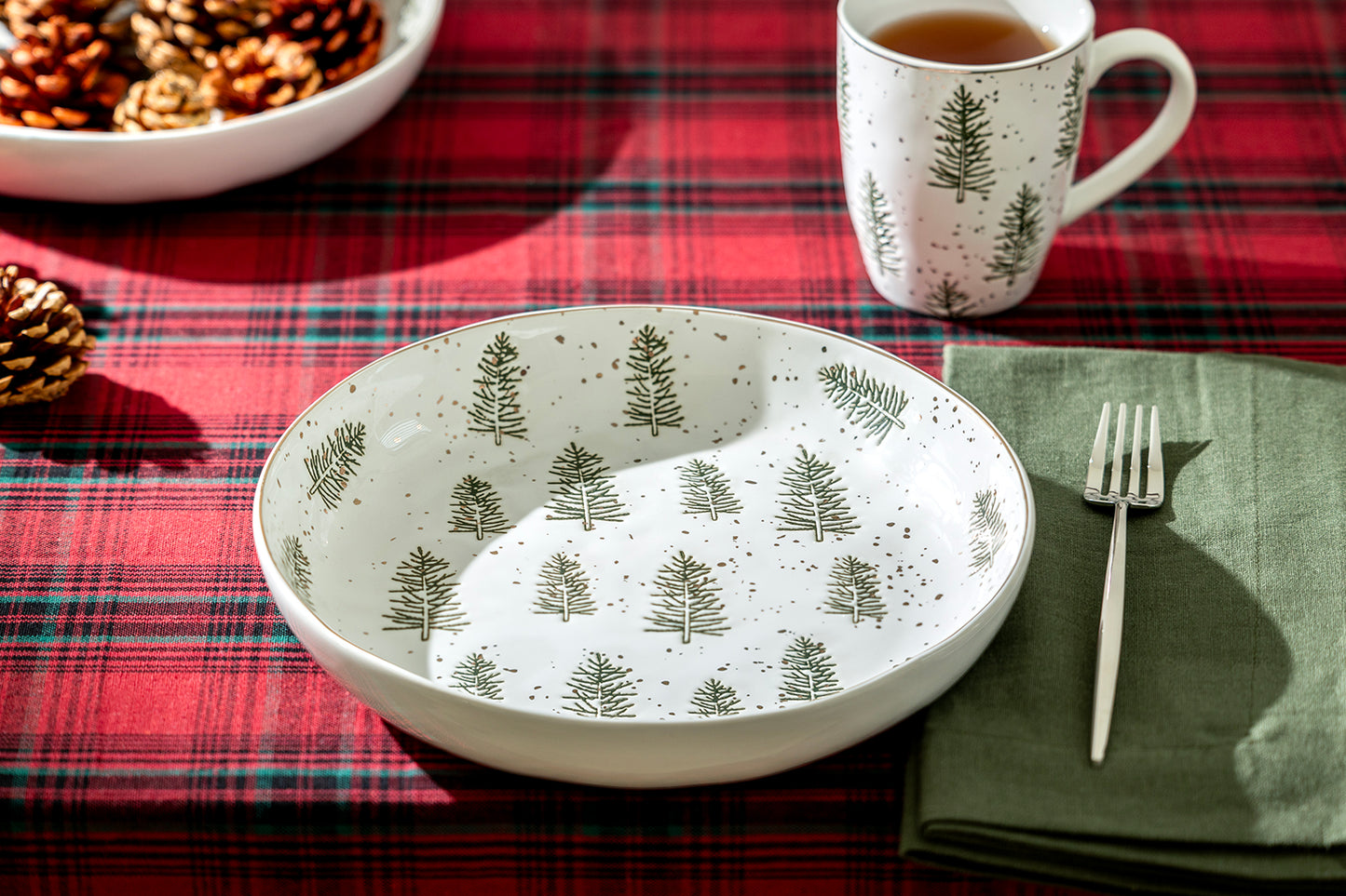 Snowy Pine Trees 10" Pasta Bowl