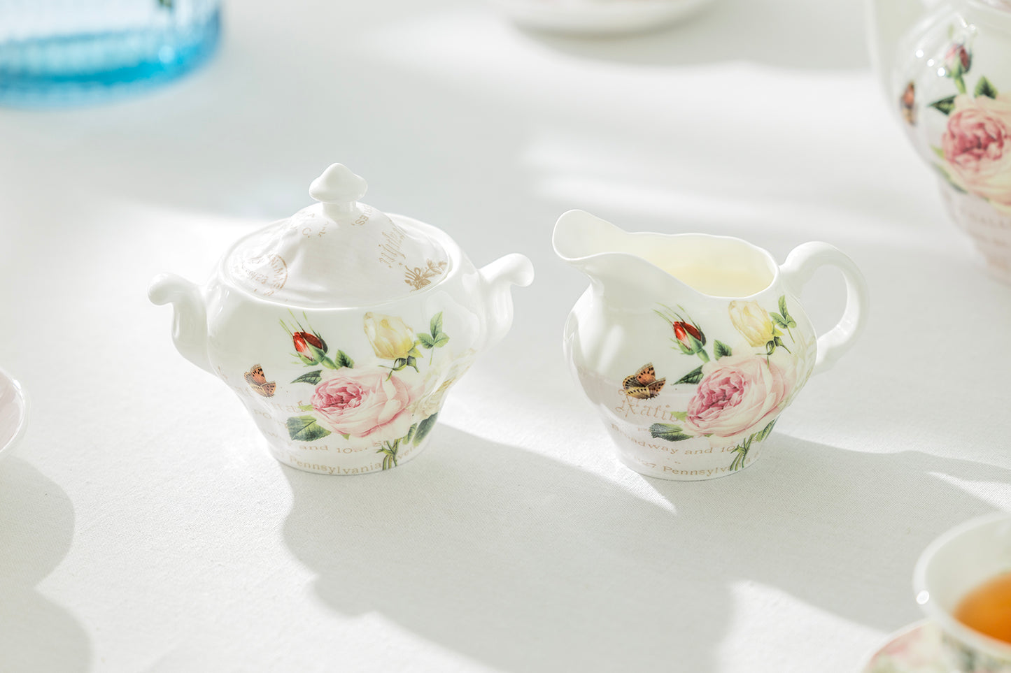 Stechcol Gracie Bone China Rose Garden Bone China Sugar & Creamer Set