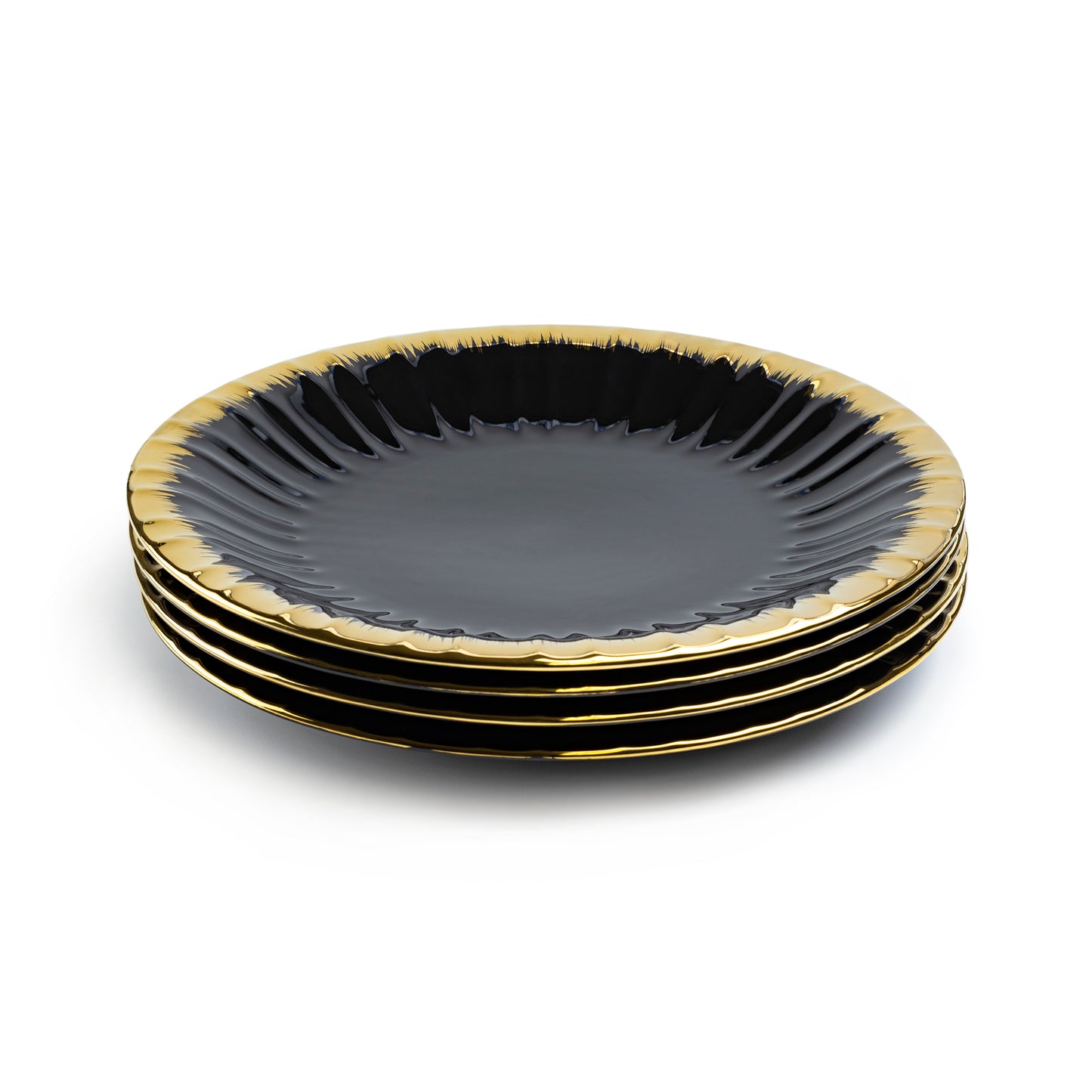 Black Gold Ripple Fine Porcelain Dinner Plate