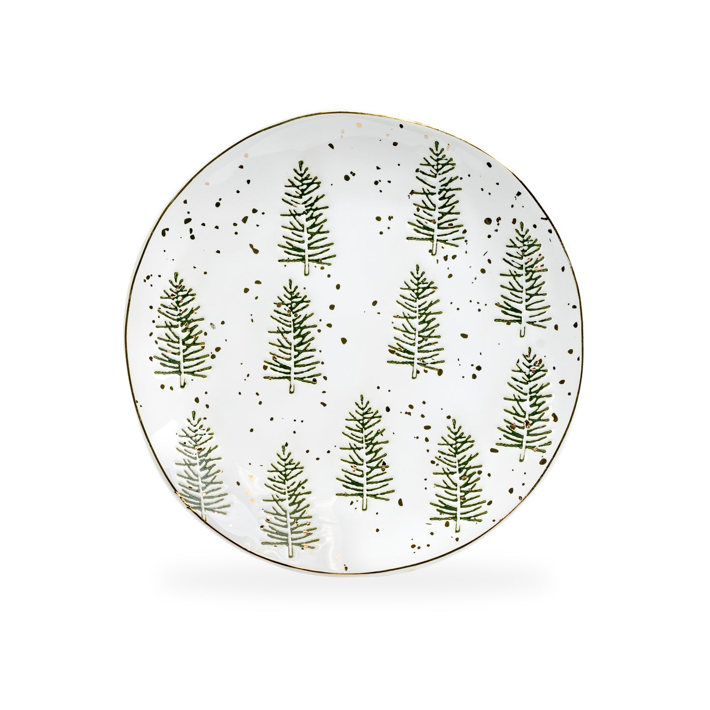 Snowy Pine Trees Organic Shape Dessert/Dinner Plate