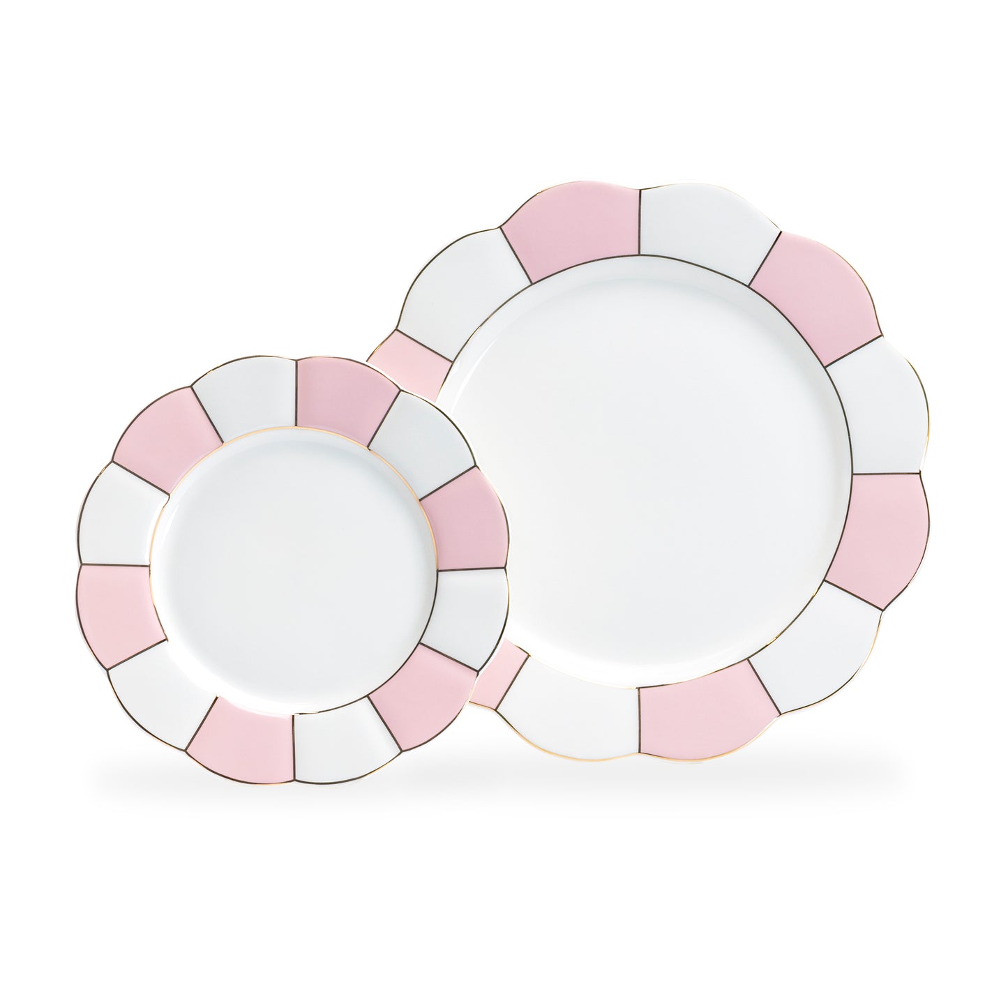 Pink and White Scallop Fine Porcelain Tea Cup and Saucer
