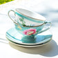 Grace Teaware Mint Floral Garden Fine Porcelain Cup and Saucer Sets
