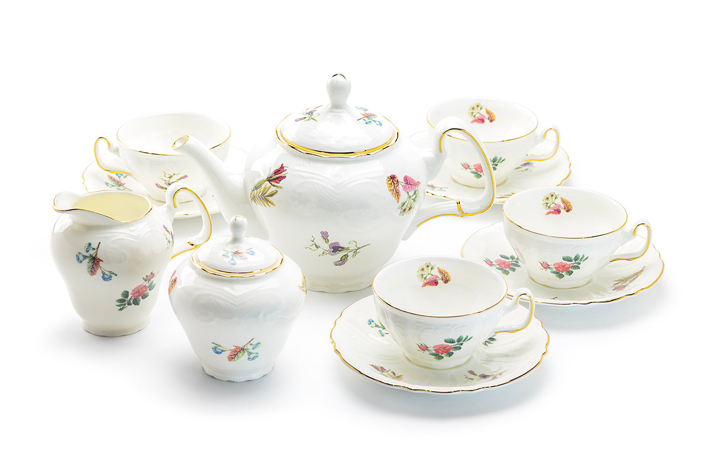 Gracie Bone China Anna Garden Bone China 11-Piece Tea Set