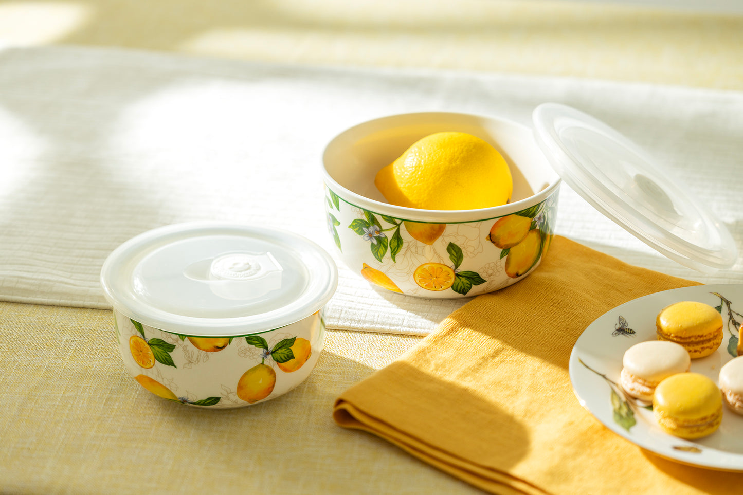 Lemon Garden Storage Bowls with Vented Lids Set of 2