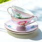 Grace Teaware Pink Floral Garden Fine Porcelain Cup and Saucer Sets