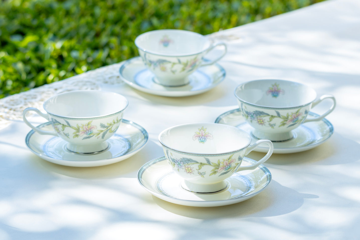 Gracie Bone China Lotus Garden Bone China Cup & Saucer Sets